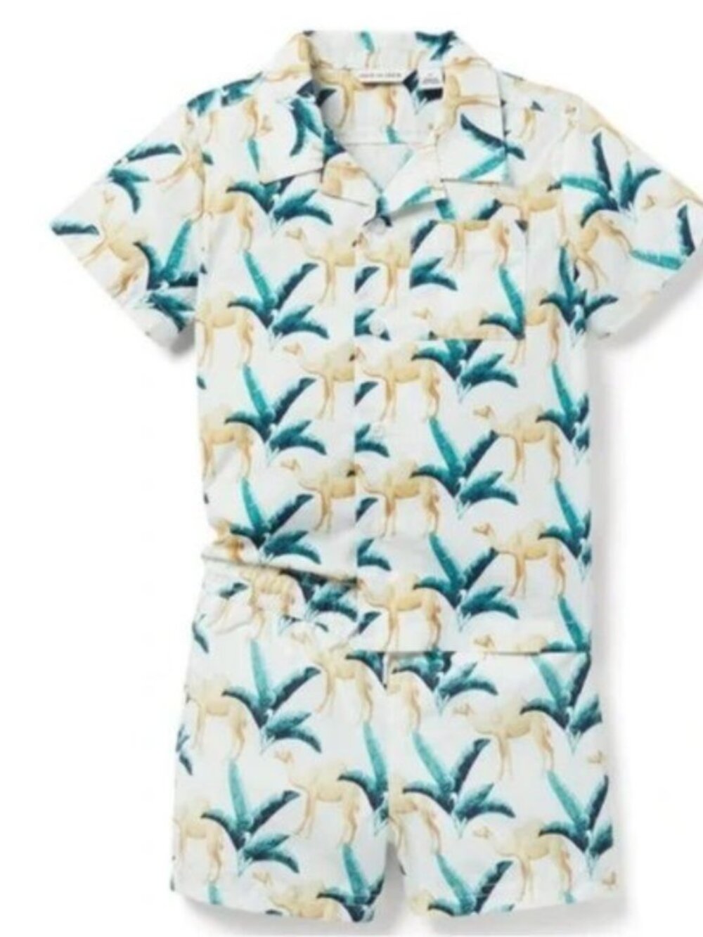 Janie & Jack | Boys Poplin Camel Print Shirt & Swim Trunks | Size 2T/18-24 Month